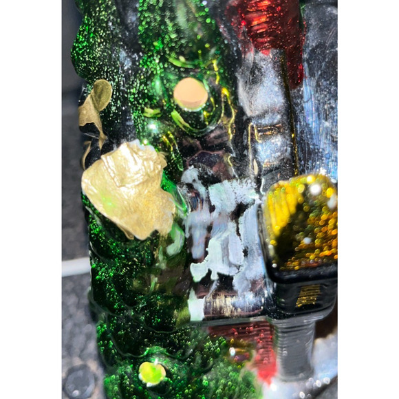 Vintage Small Light-Up Ceramic Christmas Church Choir Metallic Shiny Brite - Picture 6 of 16